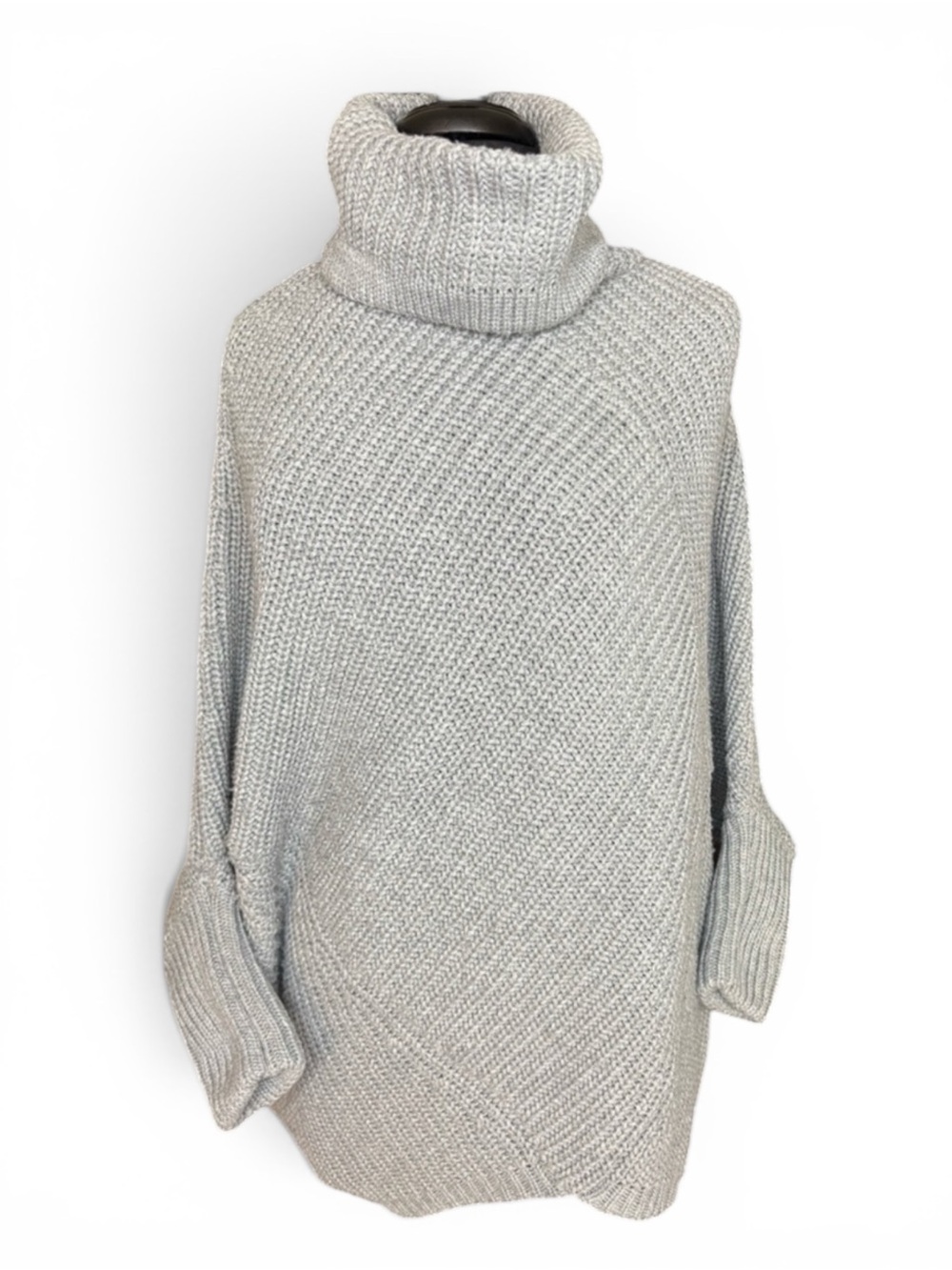 John + Jenn Gray Turtleneck Knit Poncho Sweater XS/S